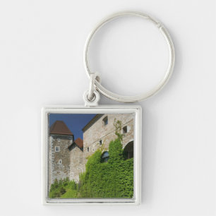 SLOVENIA, Ljubljana: Slottbacken / Ljubljana Fyrkantig Silverfärgad Nyckelring