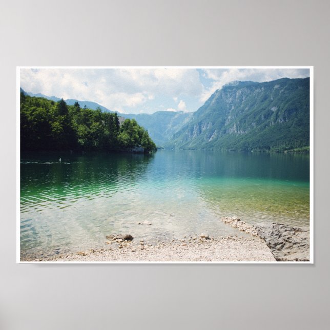 Slovenia Mountains and Lake Bohinj Landscape Photo Poster (Framsidan)