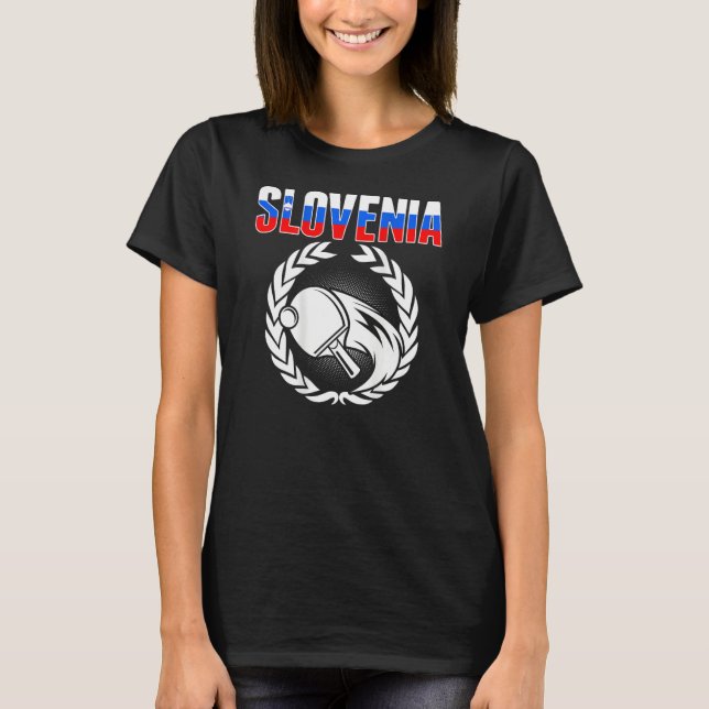 Slovenia Ping Pong  Slovenian Table Tennis Support T Shirt (Framsida)