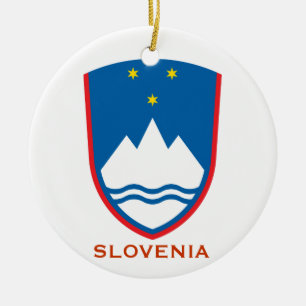 SLOVENIA*-vapensköldprydnad Slovenski Božični Julgransprydnad Keramik