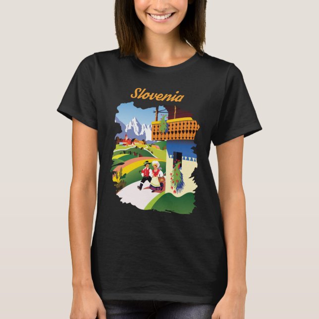 Slovenien Alperna Traditionell Folklig Resa T Shirt (Framsida)