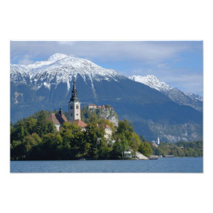 Slovenien, Bled, Bledsjön, Bledön, Bled Fototryck