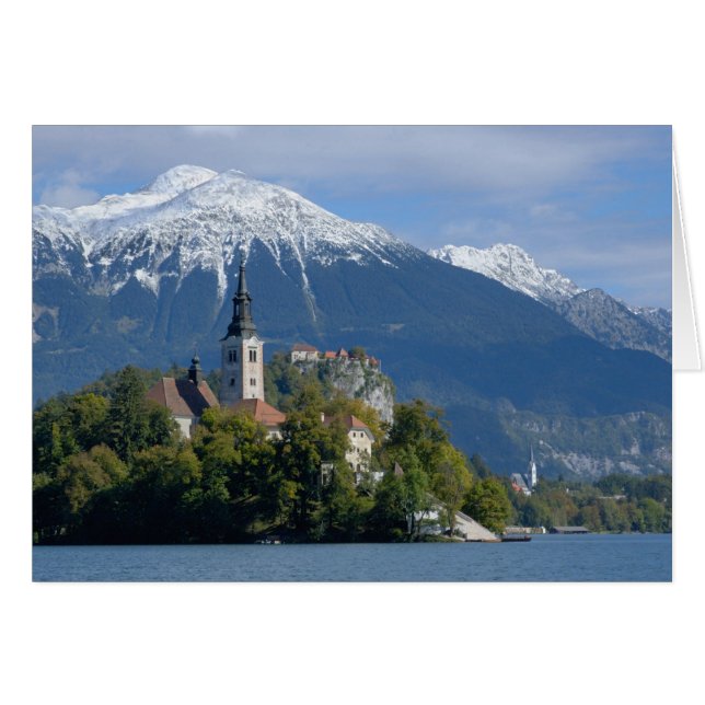Slovenien, Bled, Bledsjön, Bledön, Bled Hälsningskort (Framsidan Horizontal)