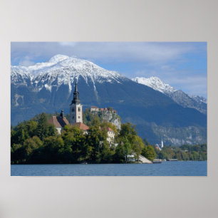 Slovenien, Bled, Sjö Bled, Bled Island, Bled Poster