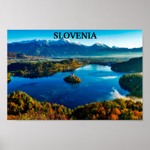 Slovenien - Bled Sjö Poster