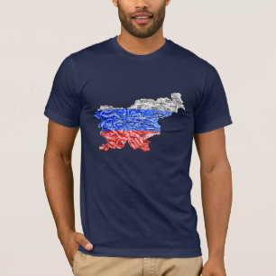 Slovenien Flagcolor Karta T-Shirt