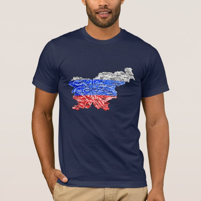 Slovenien Flagcolor Karta T-Shirt (Framsida)