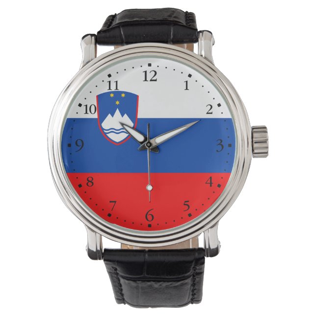 Slovenien Flagga Armbandsur (Framsida)