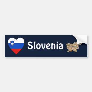 Slovenien Flagga Hjärta + Karta Bildäckslapp Bildekal