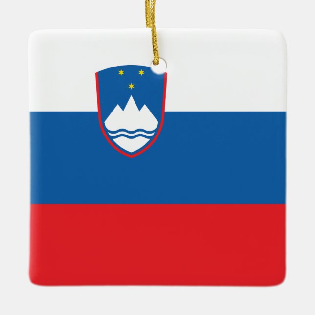 Slovenien Flagga Julgransprydnad Keramik (Framsida)