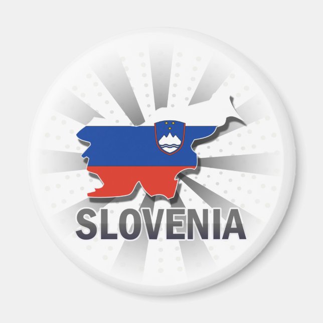 Slovenien Flagga Karta 2.0 Magnet (Framsidan)