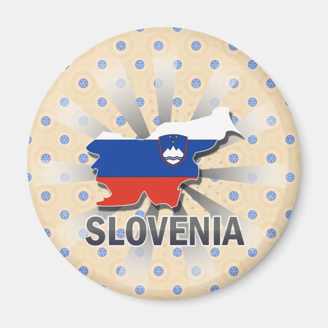 Slovenien Flagga Karta 2.0 Magnet (Framsidan)