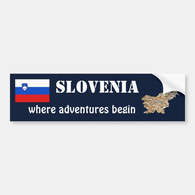 Slovenien Flagga + Karta Bumper Sticker Bildekal (Framsidan)