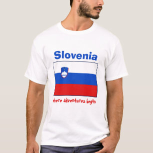Slovenien flagga + Karta + TextT-tröja Tröja