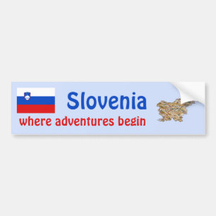 Slovenien flagga + Kartabildekal Bildekal