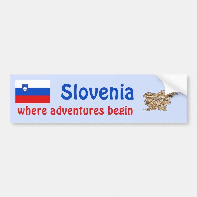 Slovenien flagga + Kartabildekal Bildekal (Framsidan)