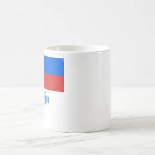Slovenien flagga med namn i slovenskt kaffemugg