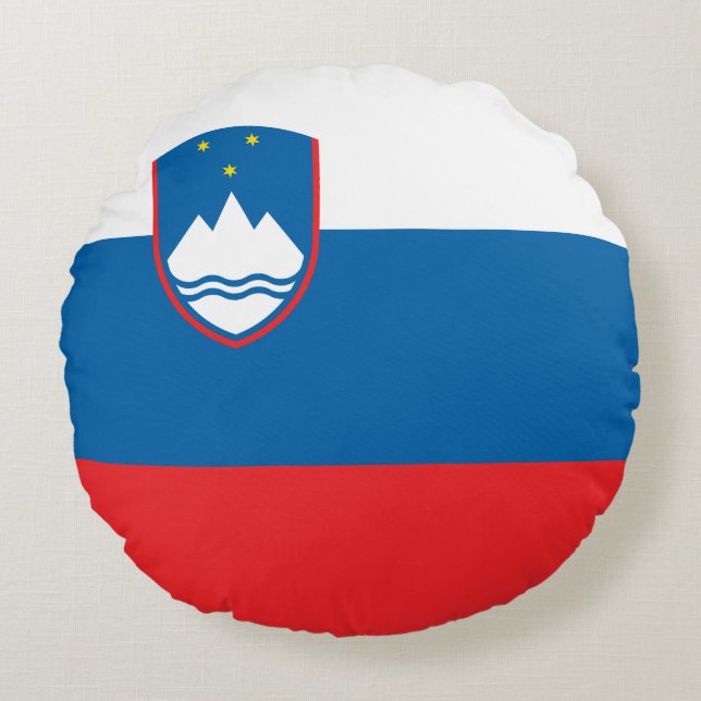 Slovenien Flagga Rund Kudde (Framsidan)
