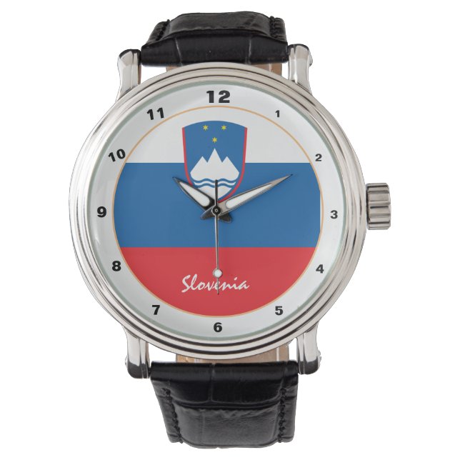 Slovenien Flagga & Slovenien trendig mode /design Armbandsur (Framsida)