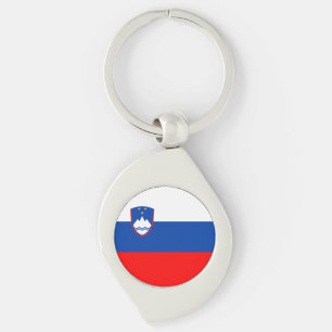 Slovenien Flagga Swirl Silverfärgad Nyckelring
