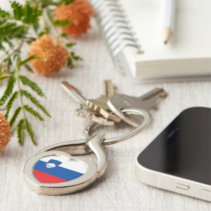 Slovenien flagga twisted heart silverfärgad nyckelring