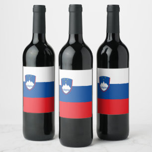 Slovenien flagga vinflaska etikett