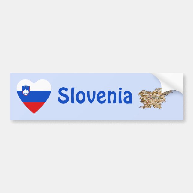 Slovenien flaggahjärta + Kartabildekal Bildekal (Framsidan)