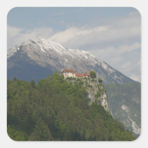 SLOVENIEN, GORENJSKA, Bled: Bleds slott & 2 Fyrkantigt Klistermärke