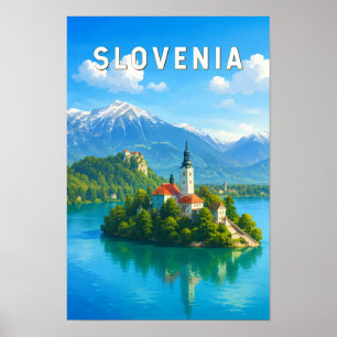 Slovenien Illustration Resa Konst Vintage Poster