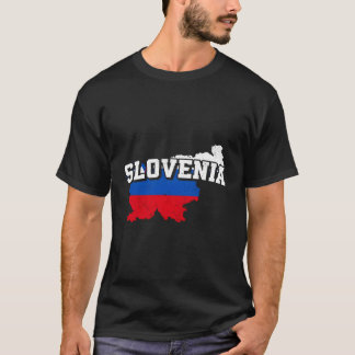 Slovenien Karta och Flagga Souvenir Slovenska T Shirt