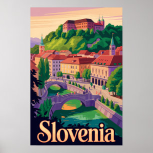 Slovenien Ljubljana bro illustration resa konst Poster