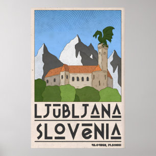 Slovenien Resa Poster Ljubljana Slott Tower