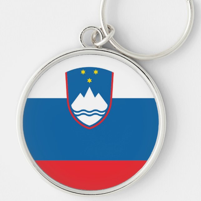 SLOVENIEN RUND SILVERFÄRGAD NYCKELRING (Framsidan)