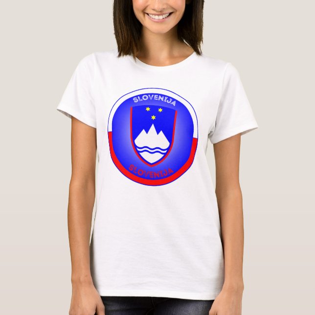 Slovenien statsvapen cirkelform  t shirt (Framsida)