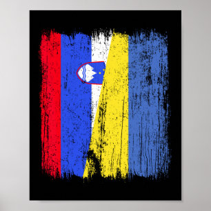 Slovenien Ukraina Halv Flagga Slovensk Ukrainsk Ar Poster