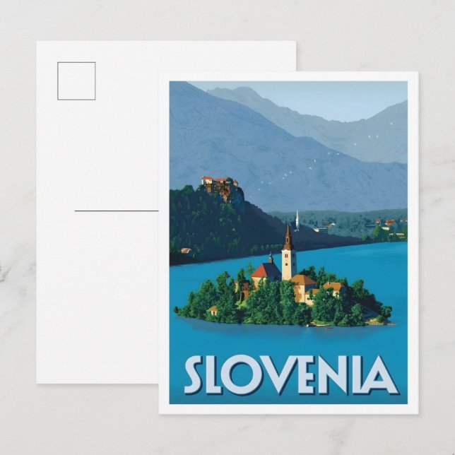 Slovenien Vintage Konst Resa Vykort (Fram/baksida)