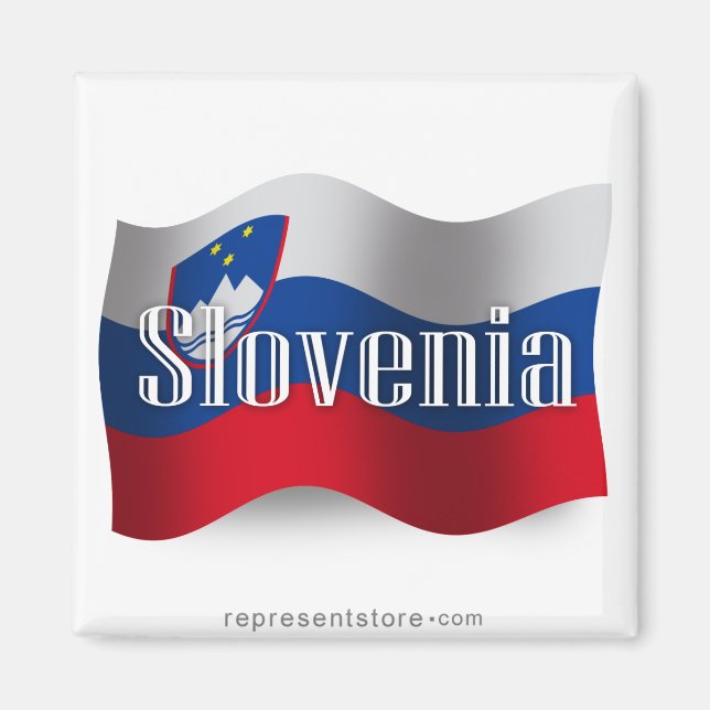 Slovenien Wave Flagga Magnet (Framsidan)