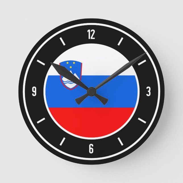 Sloveniens Flagga Elegant Rund Klocka (Framsida)