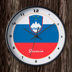 Sloveniens Flagga & Sloveniens trendig hem/design Rund Klocka