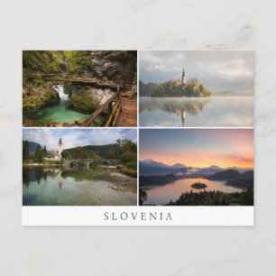 Sloveniens landskap kring Bled collage souvenir Vykort