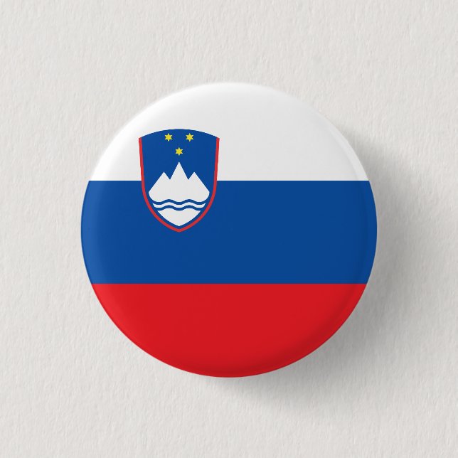 Sloveniens nationella Flagga Knapp (Framsida)