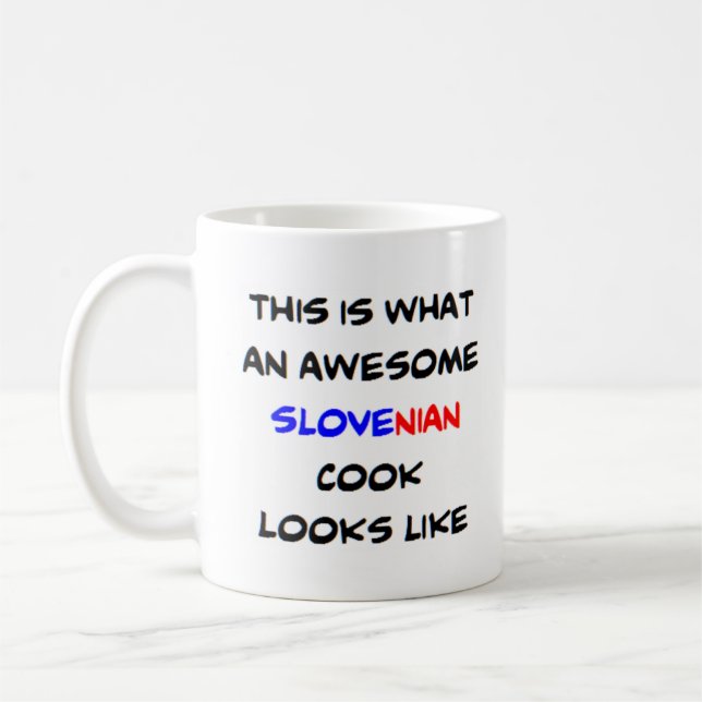 slovenisk kock, fantastisk kaffemugg (Vänster)