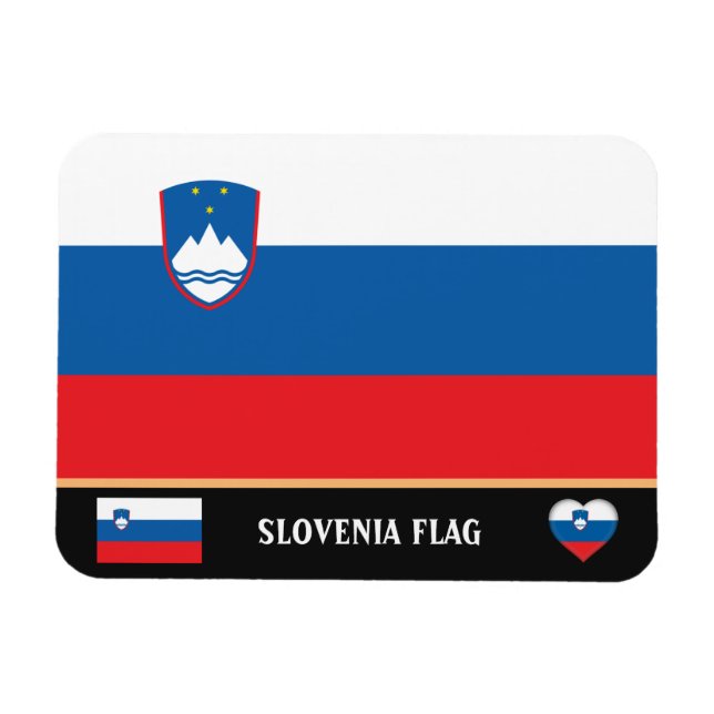 Slovenska Flagga och Slovenien, helgdag/sport Magnet (Horisontell)