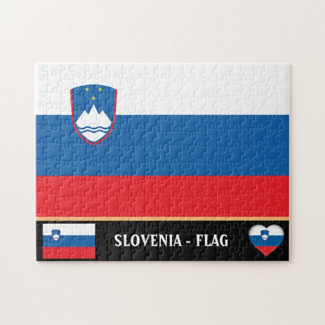 Slovenska Flagga & Slovenien/land, helgdag sport Pussel (Horisontell)