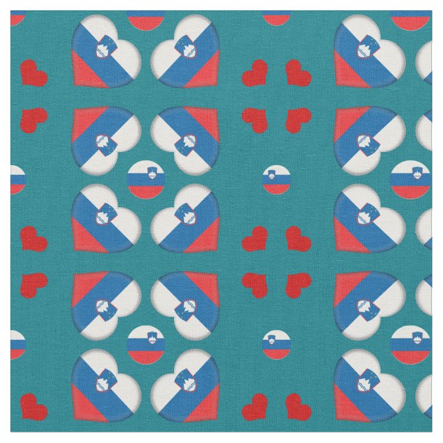 Slovenska Flagga & Slovenska Heart mode Fabric Tyg (Närbild)