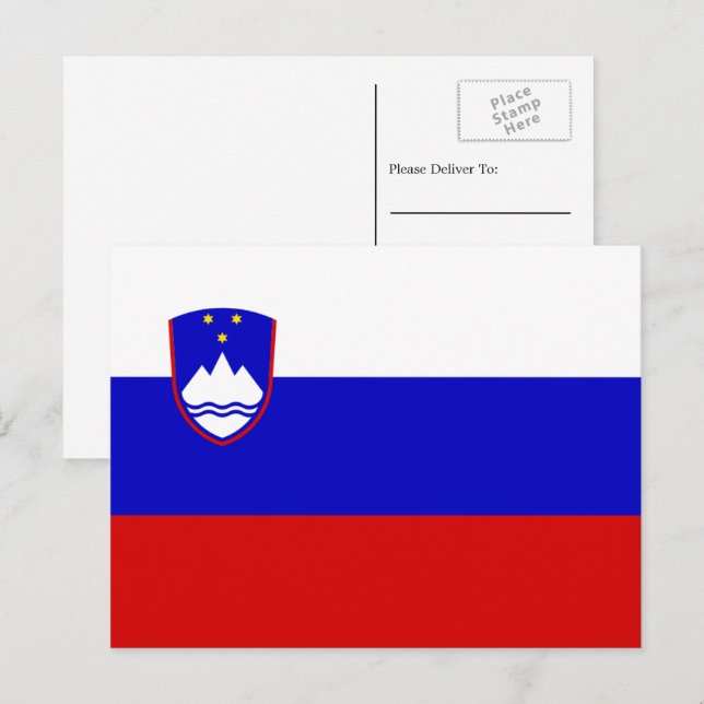 Slovenska flaggan, Sloveniens flagga Vykort (Fram/baksida)