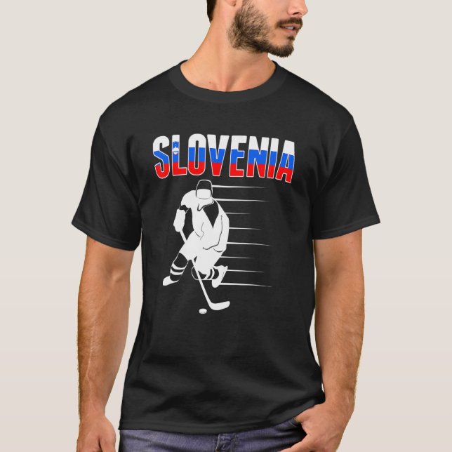 Slovenska Ice Hockey Fläkt Slovenska Hockey Team S T Shirt (Framsida)