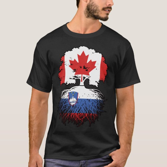 Slovenska kanadensiska kanadensiska Träd Roots Fla T Shirt (Framsida)