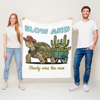 Slow and Steady Motivation Turtle Illustration Fleecefilt