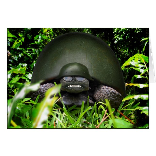 Slow Commando - Army Turtle Hälsningskort (Framsidan Horizontal)